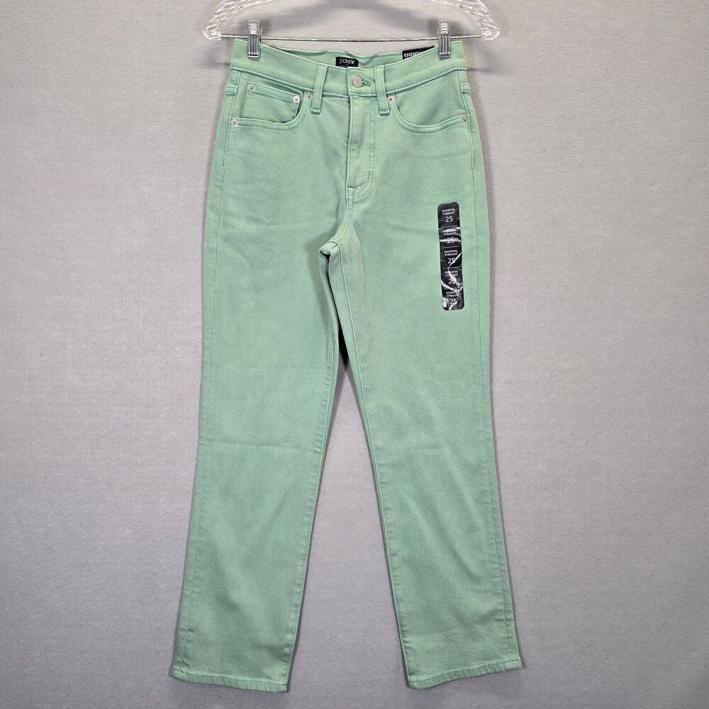 J.Crew Essential Straight Garment Dye Green Womens Jeans Denim Jeans  Sz 25 New